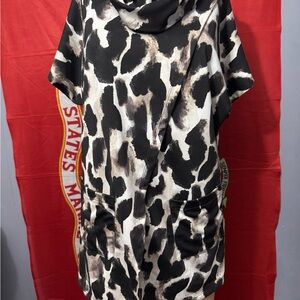 Frank Lyman Design animal print belted pocket dress -belt is missing - sz S EUC